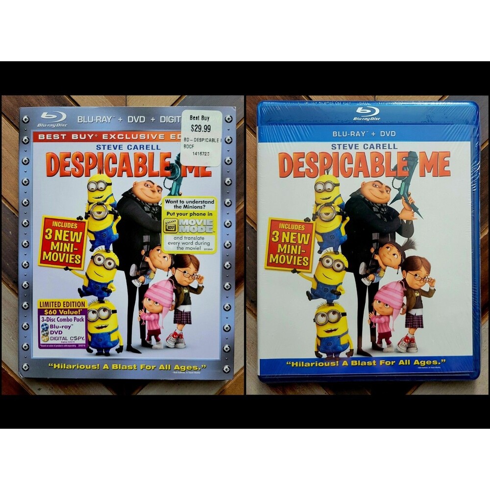 Despicable Me (Best Buy Exclusive Edition) 3-Disc Combo / Minions / New & Sealed